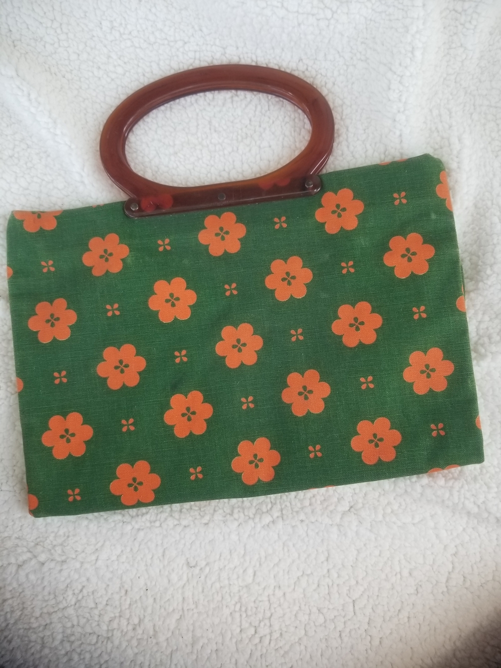 Vintage Green Floral Print Adjustable Size Purse